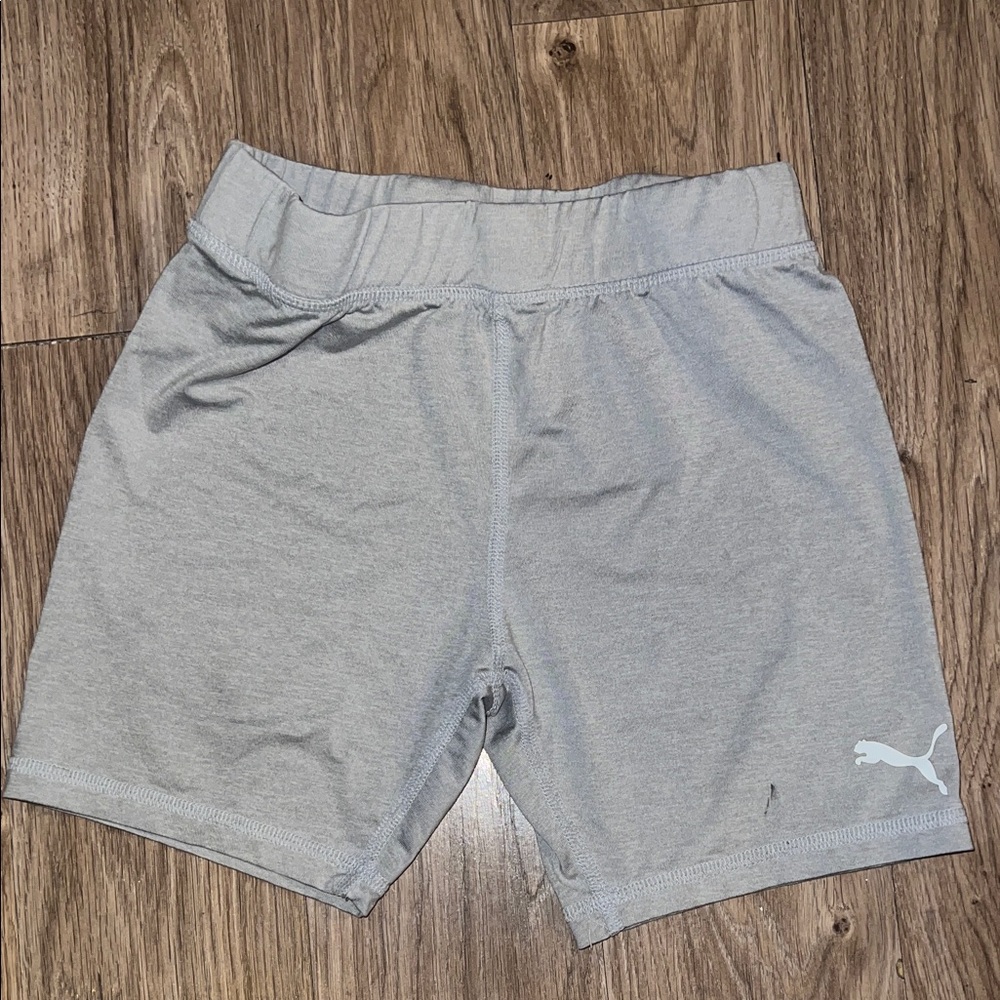Puma Light Gray Athletic Shorts with Logo